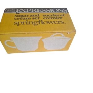 Corelle Expressions Spring Flowers Sugar and Cream Set - New In Box Circa 70's